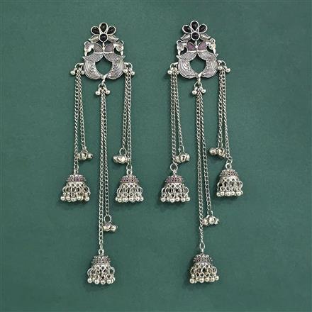 Kashmiri Earring With Oxidised Plating