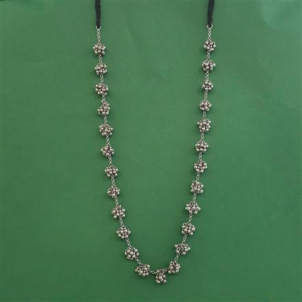 Oxidised Long Necklace With Rhodium Plating