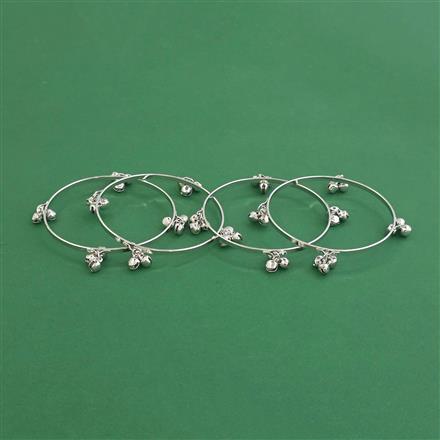 Oxidised 4 Pc Bangles With Rhodium Plating