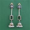 Oxidised Long Earring With 2 Tone Plating