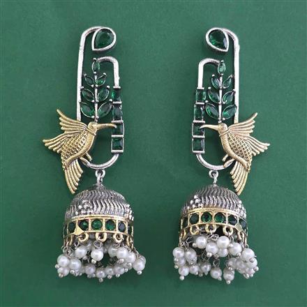 Oxidised Jhumki With 2 Tone Plating