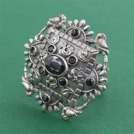 Oxidised Adjustable Ring With Oxidised Plating