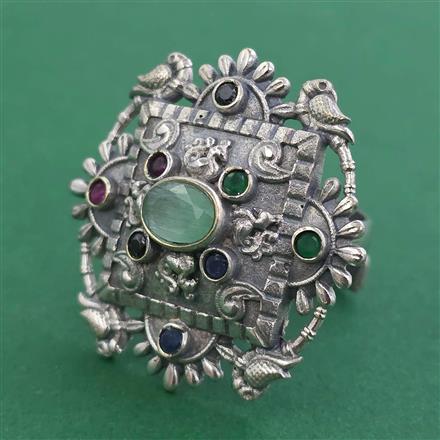 Oxidised Adjustable Ring With Oxidised Plating