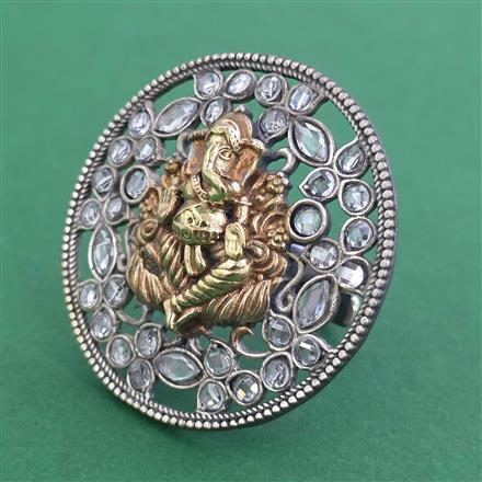 Oxidised Temple Ring With 2 Tone Plating