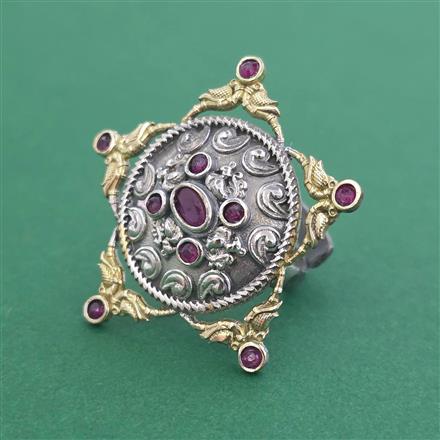 Oxidised Adjustable Ring With 2 Tone Plating