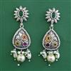 Oxidised Pearl Earring With 2 Tone Plating