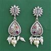 Oxidised Pearl Earring With 2 Tone Plating