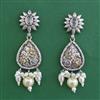 Oxidised Pearl Earring With 2 Tone Plating
