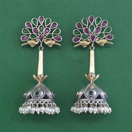 Oxidised Jhumki With 2 Tone Plating