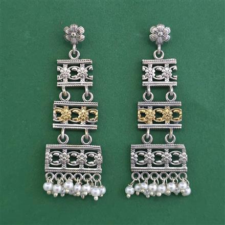 Oxidised Classic Earring With 2 Tone Plating