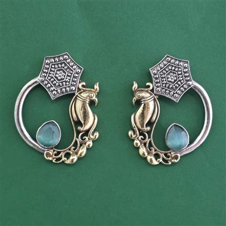 Oxidised Classic Earring With 2 Tone Plating