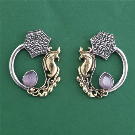 Oxidised Classic Earring With 2 Tone Plating
