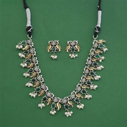 Oxidised Choker Necklace With 2 Tone Plating