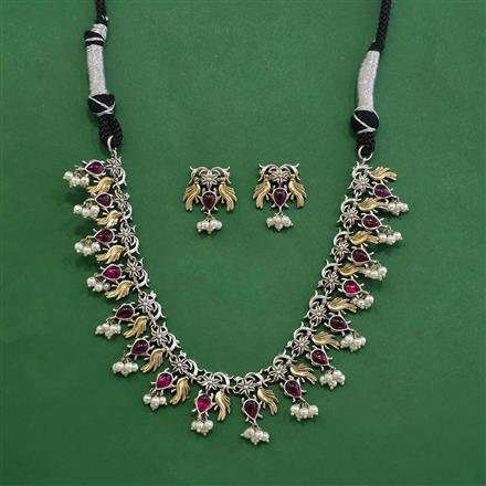 Oxidised Choker Necklace With 2 Tone Plating