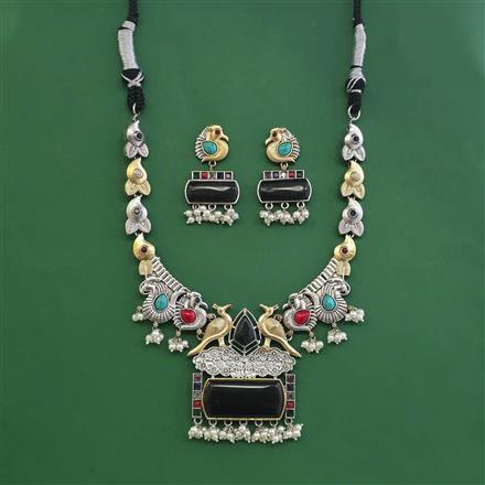 Oxidised Choker Necklace With 2 Tone Plating