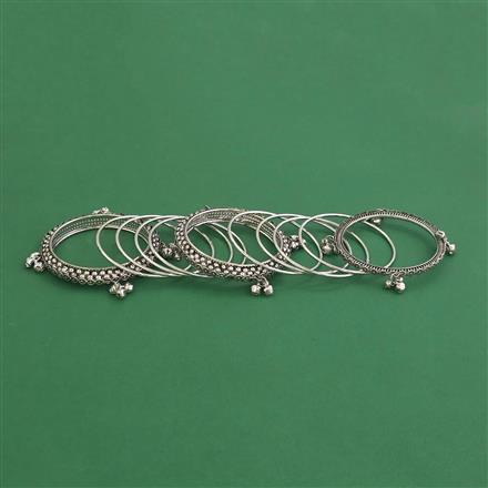 Oxidised Classic Bangles With Rhodium Plating