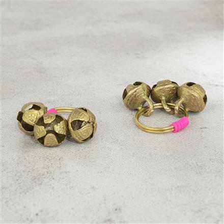 Oxidised Adjustable Ring With Mehndi Plating