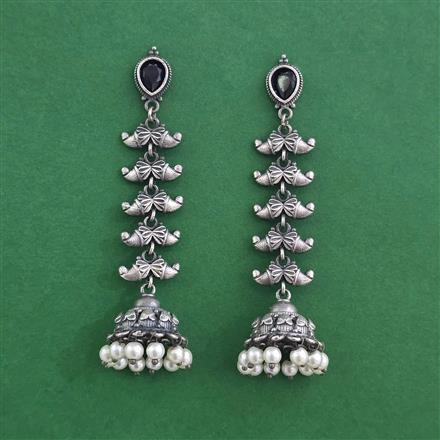 Oxidised Moti Earring With Oxidised Plating