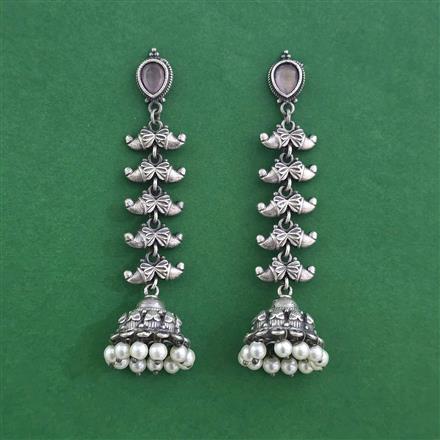 Oxidised Moti Earring With Oxidised Plating