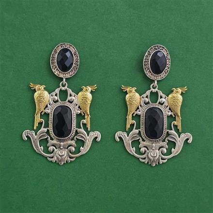 Oxidised Classic Earring With 2 Tone Plating