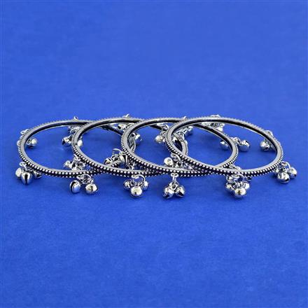 Oxidised Kashmiri Bangles With Rhodium Plating