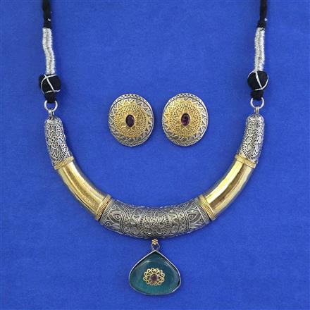 Oxidised Classic Necklace With 2 Tone Plating
