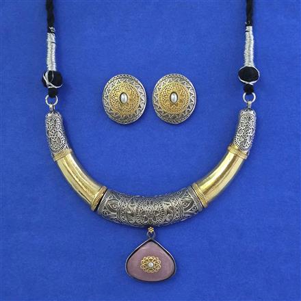 Oxidised Classic Necklace With 2 Tone Plating
