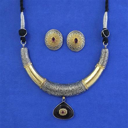 Oxidised Classic Necklace With 2 Tone Plating