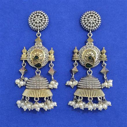 Oxidised Jhumki With 2 Tone Plating