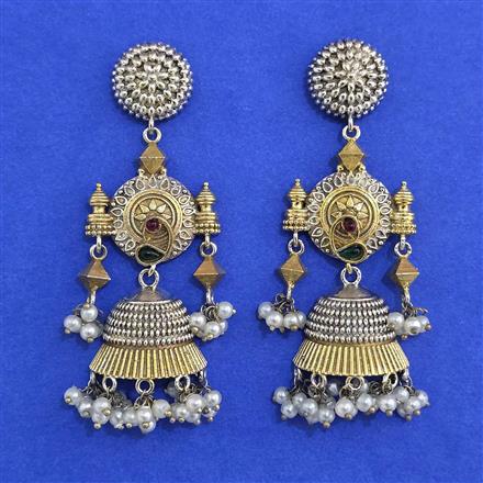 Oxidised Jhumki With 2 Tone Plating