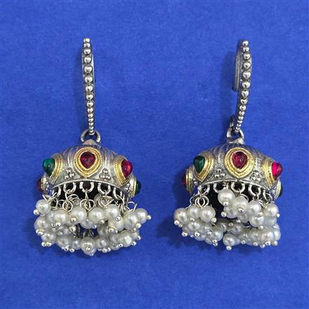 Oxidised Jhumki With 2 Tone Plating