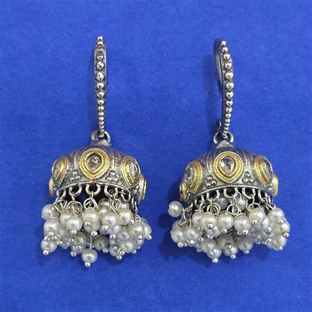 Oxidised Jhumki With 2 Tone Plating