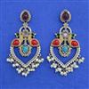 Oxidised Moti Earring With 2 Tone Plating