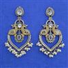 Oxidised Moti Earring With 2 Tone Plating