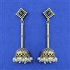 Oxidised Long Earring With 2 Tone Plating