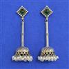 Oxidised Long Earring With 2 Tone Plating