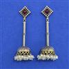 Oxidised Long Earring With 2 Tone Plating