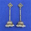 Oxidised Long Earring With 2 Tone Plating