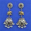 Oxidised Long Earring With 2 Tone Plating