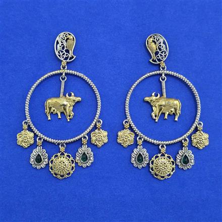 Oxidised Classic Earring With 2 Tone Plating