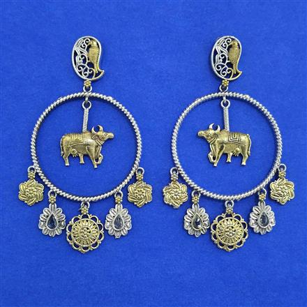 Oxidised Classic Earring With 2 Tone Plating