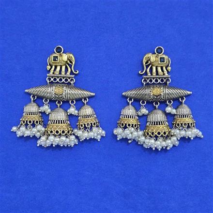 Oxidised Classic Earring With 2 Tone Plating