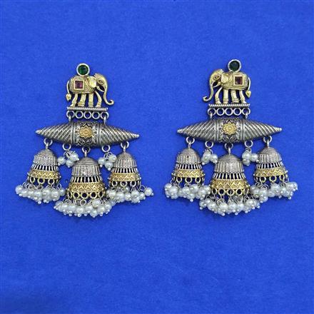 Oxidised Classic Earring With 2 Tone Plating