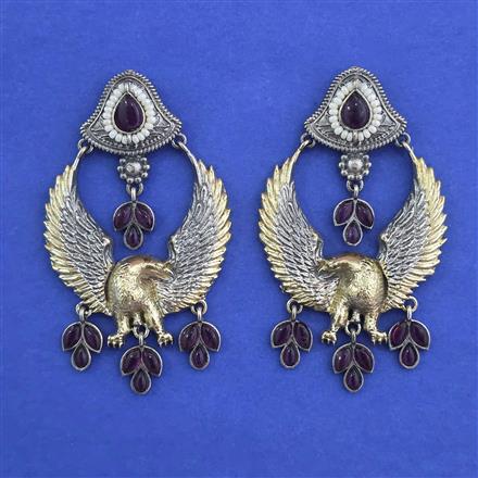 Oxidised Classic Earring With 2 Tone Plating