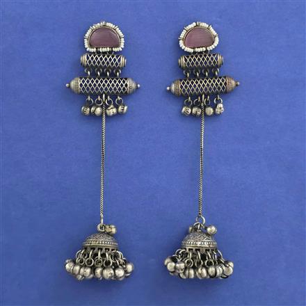 Oxidised Long Earring With Oxidised Plating