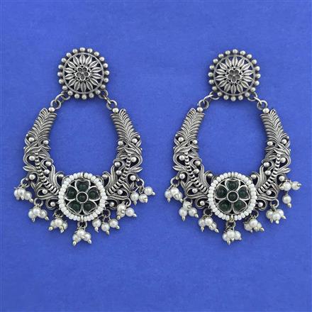 Oxidised Moti Earring With Oxidised Plating