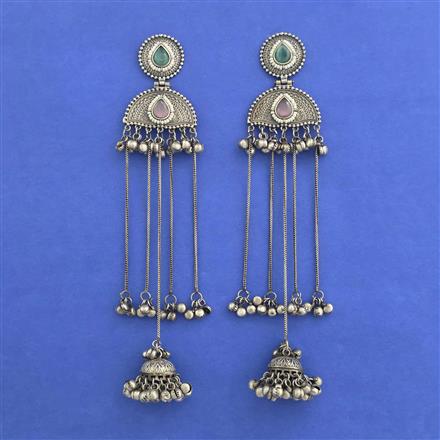 Oxidised Long Earring With Oxidised Plating