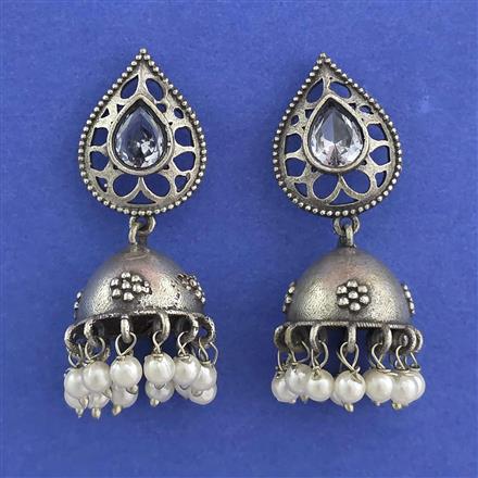 Oxidised Jhumki With Oxidised Plating