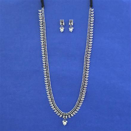 Oxidised Long Necklace With Oxidised Plating