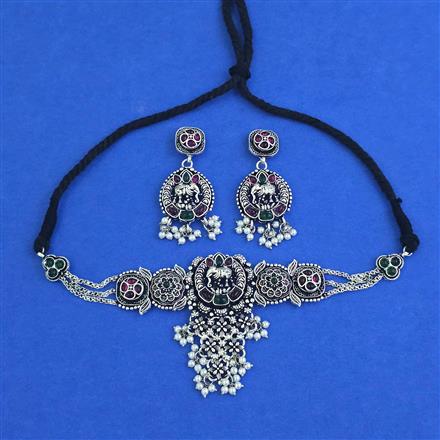 Oxidised Choker Necklace With Oxidised Plating